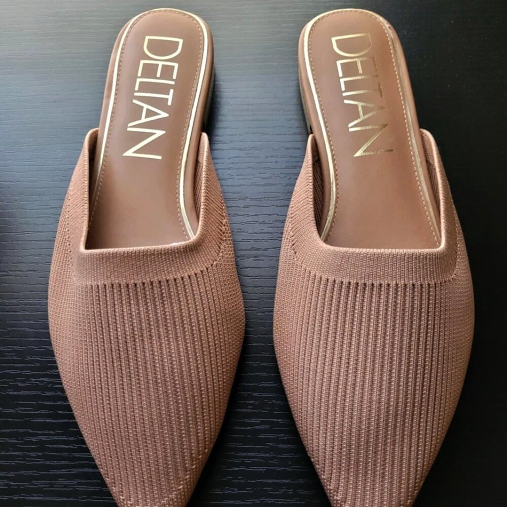 Beautiful Deltan‎ Ribbed Fabric Neutral-Tone Slides Size 8.5M